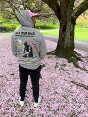 PREORDER: Limited Edition Oversized Grey Hoodie "Talk your walk" mental illness awareness Design - Includes Certificate of Authentication