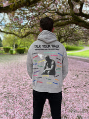 PREORDER: Limited Edition Oversized Grey Hoodie "Talk your walk" mental illness awareness Design - Includes Certificate of Authentication